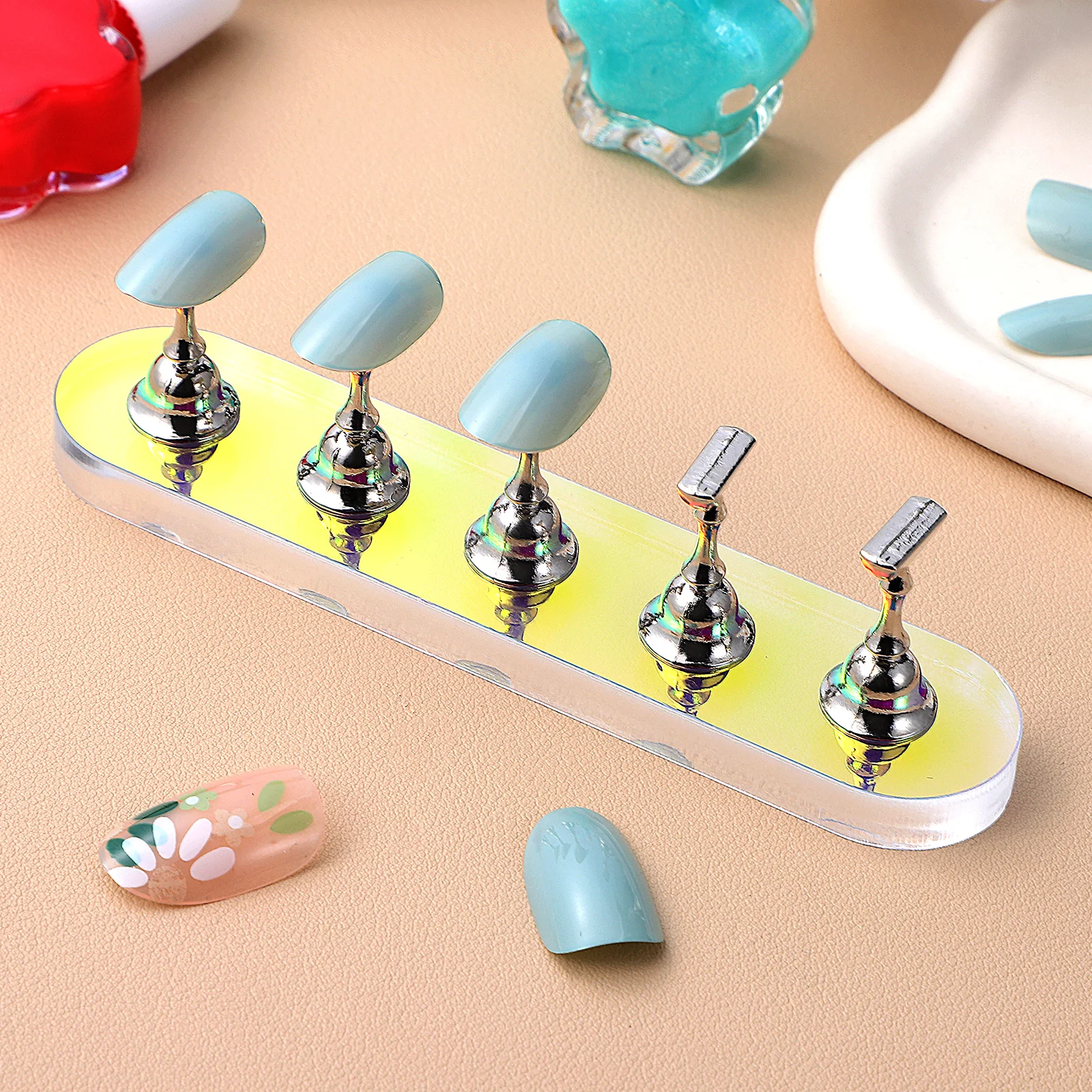 

Elegant Acrylic Nail Stand for Displaying Applying Polish Practicing Designs Portable Stable Wide Application in Salons Courses