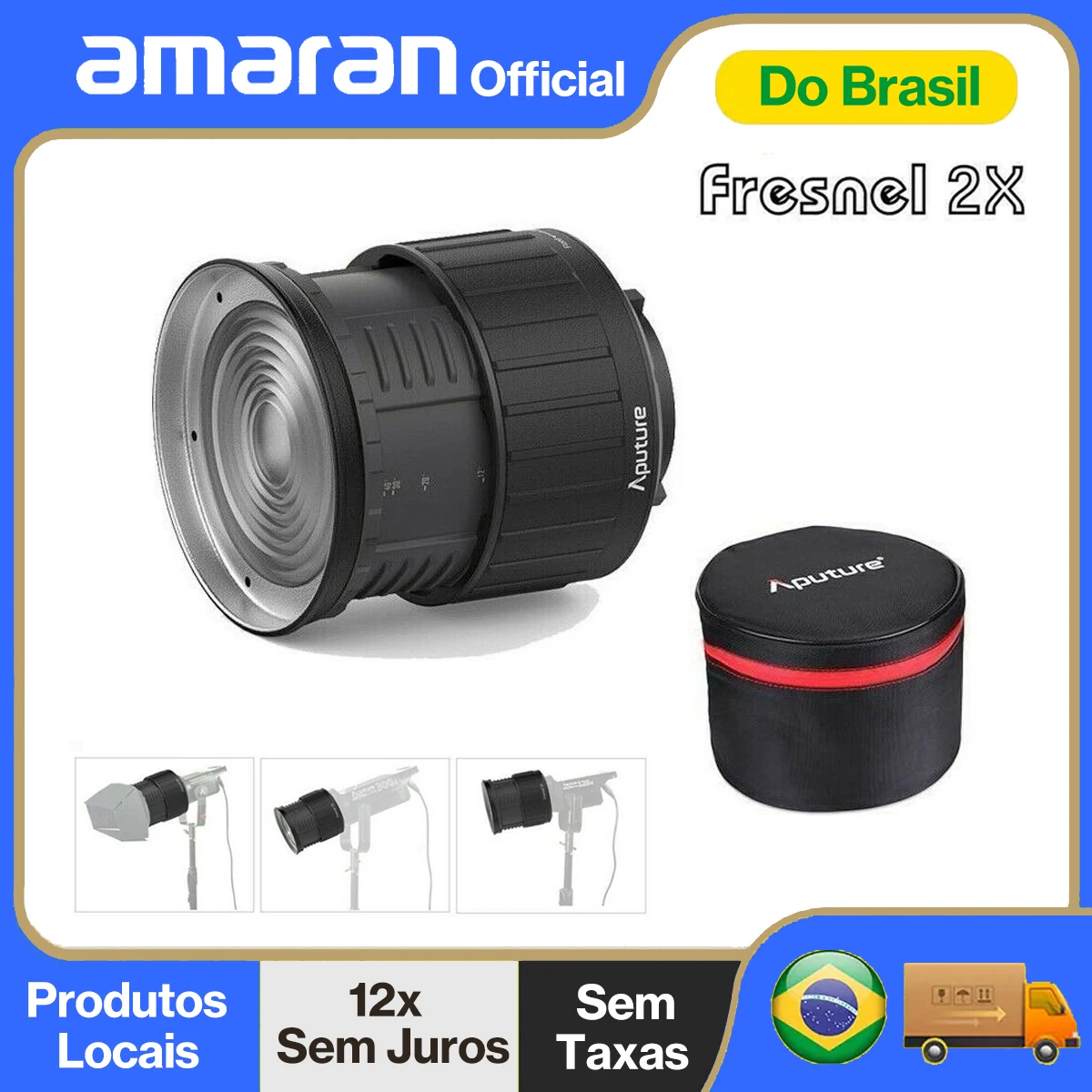 【 】Aputure Fresnel 2X Lente Fresnel de Montagem Bowens para Aputure Amaran 300C - imagem 1
