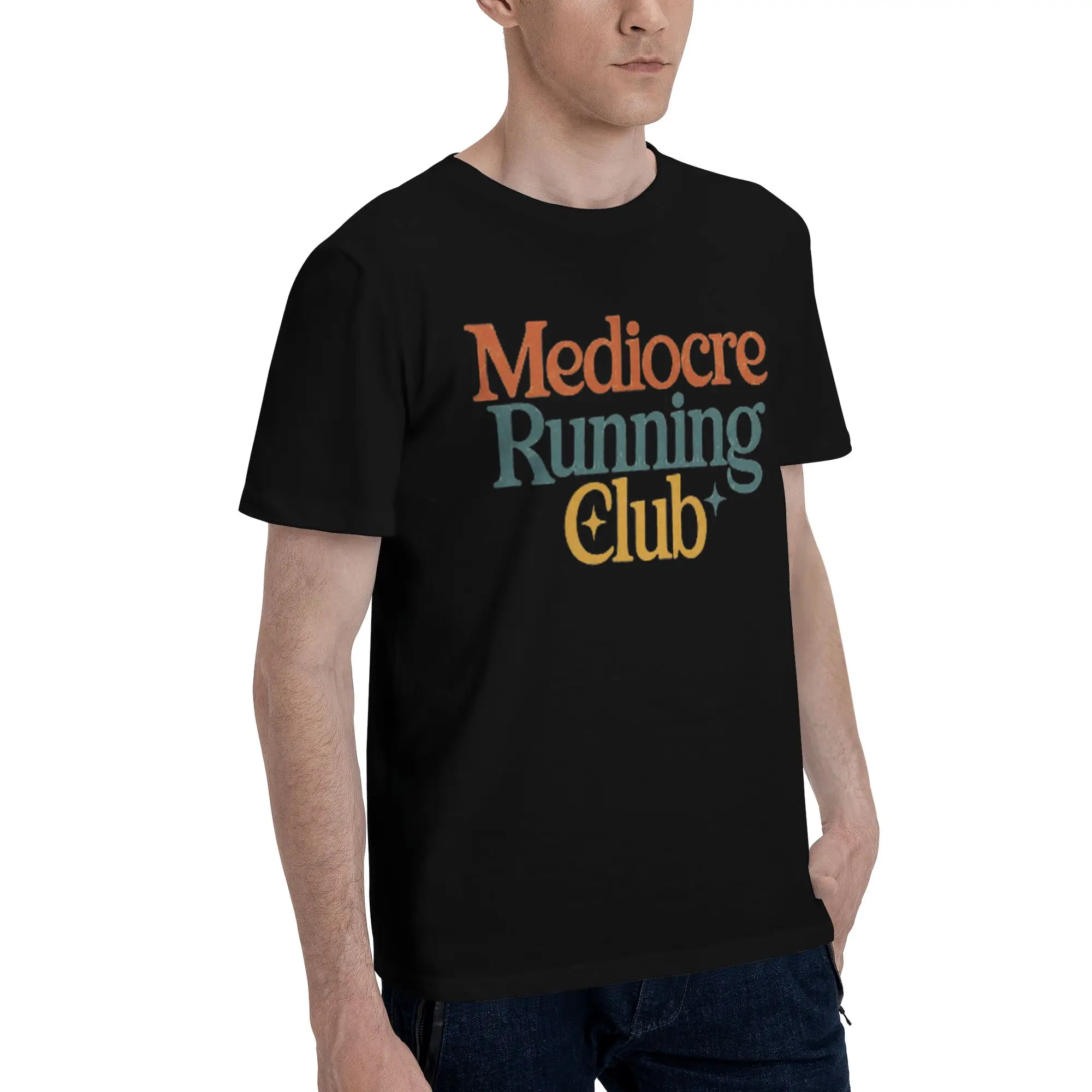 Retro Runner Funny Mediocre Running Club  Graphic T Shirt for Men Women  Cotton  Tee Shirt Clothing