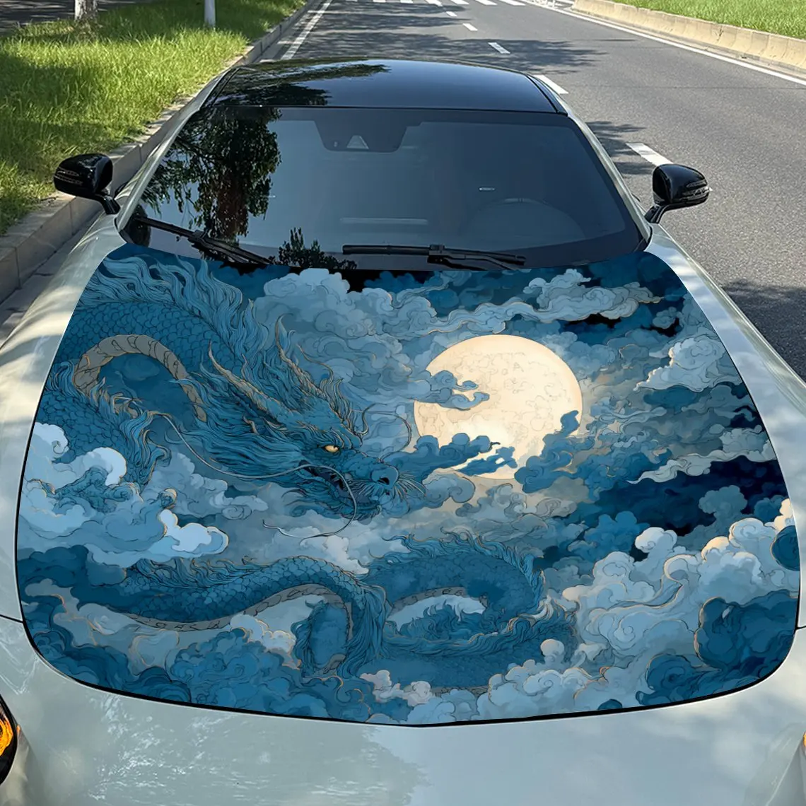 

Наклейки на капот автомобиля Blue Dragon — долговечное виниловое покрытие из ПВХ, подходящее для различных автомобилей, аксессуары для уличных автомобилей, водонепроницаемость