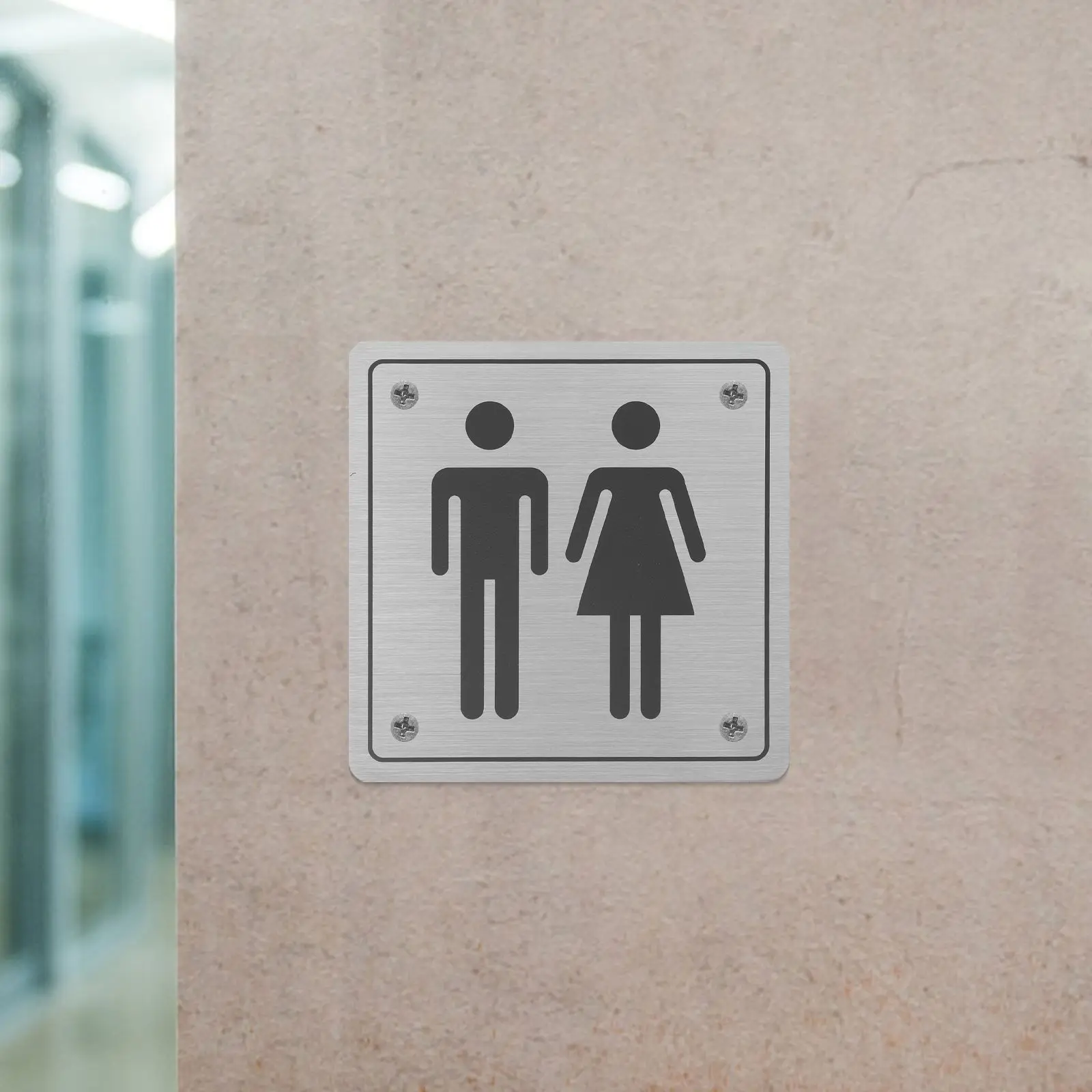 ステンレス鋼のトイレ看板浴室ドア看板素材モダンなデザインの交通安全マーカーインジケーター