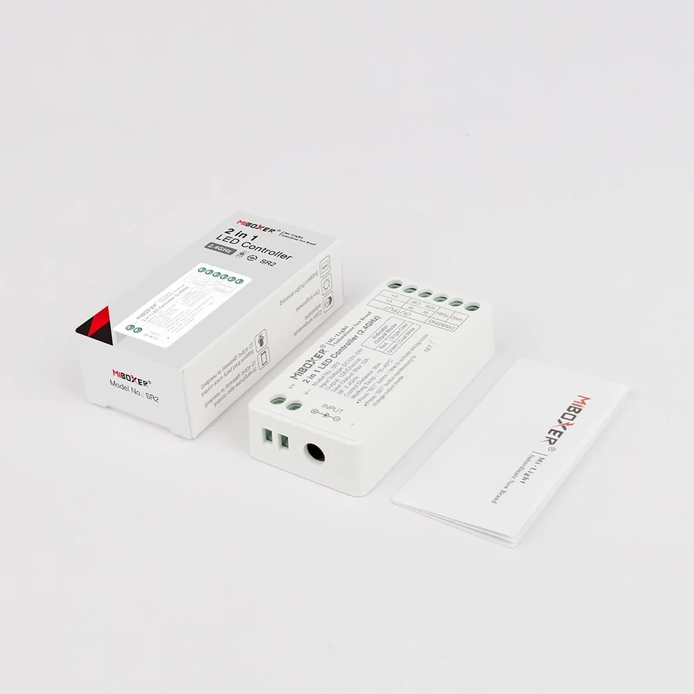 MiBoxer SR2 2.4G RF 2 in 1 SR2L Low Power Consumption SW2 WiFi SZ2 ZigBee LED Controller for DC 12V 24V Single Color CCT Strip