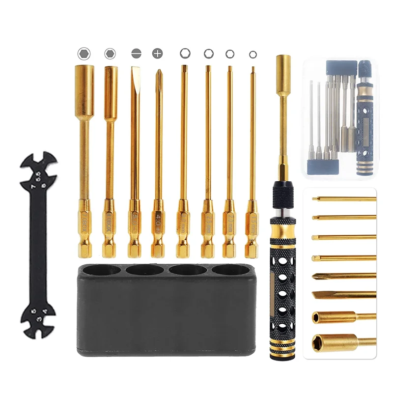 

9 in 1 RC Tool Kit, RC Car Tool Kit RC Hex Driver Screwdriver Set for RC Car Hobby Tools