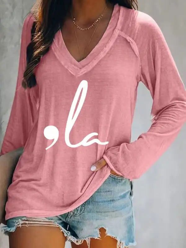 Women's Feminist Print V-Neck Casual T-Shirt