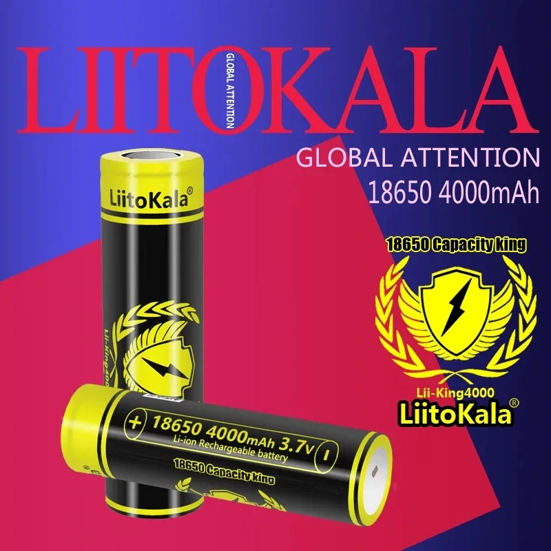 LiitoKala 1-20pcs Lii-King4000 Highest Capacity 18650 4000mAh battery Original 3.6V Reachargeable batteries for flashligh