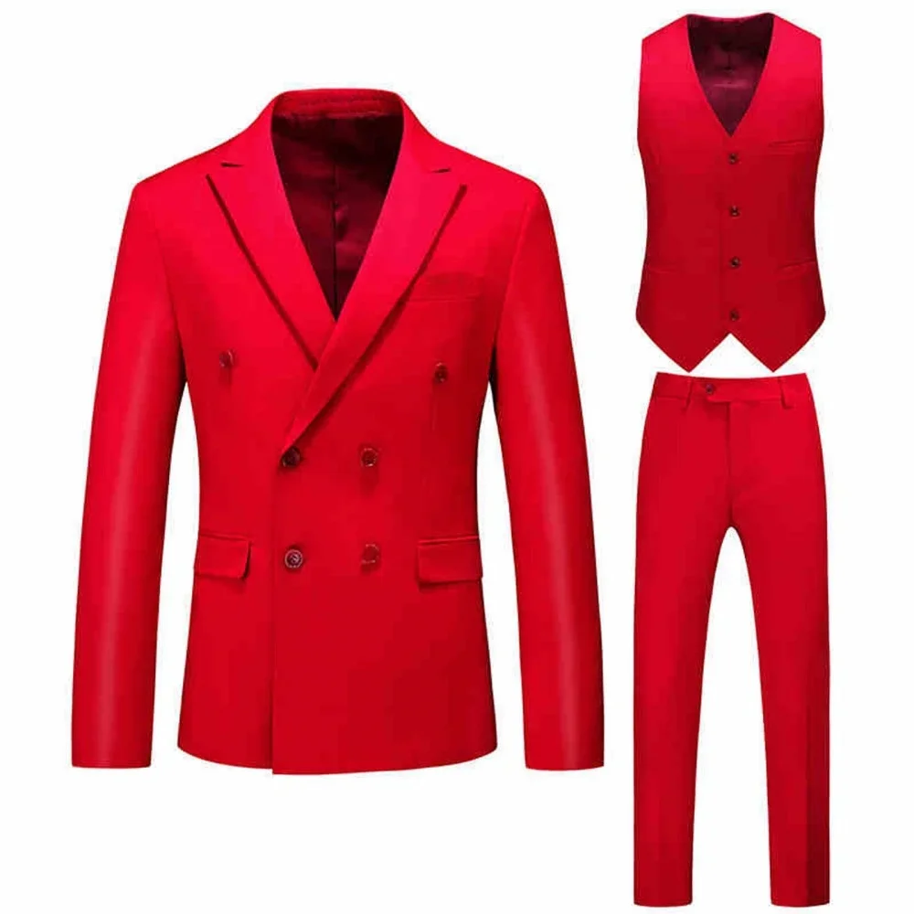 

Men's Business Casual Suit Four-Season Anti-Wrinkle Free Two-Piece Set, Double-Button Design Party Professional Formal