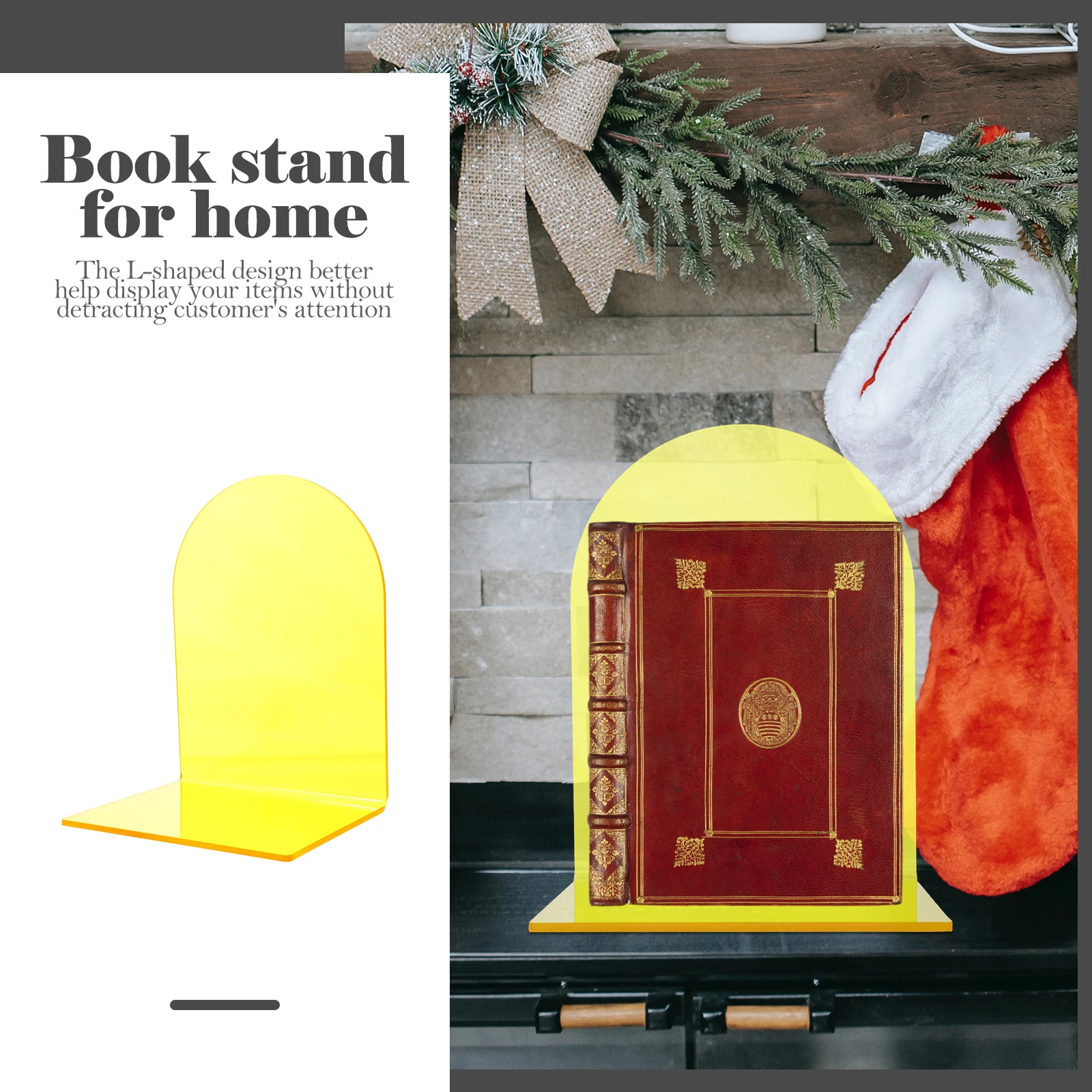 

2 Pcs Reading Bookends Stand Clear Display Household Products Easel Yellow Acrylic Easels