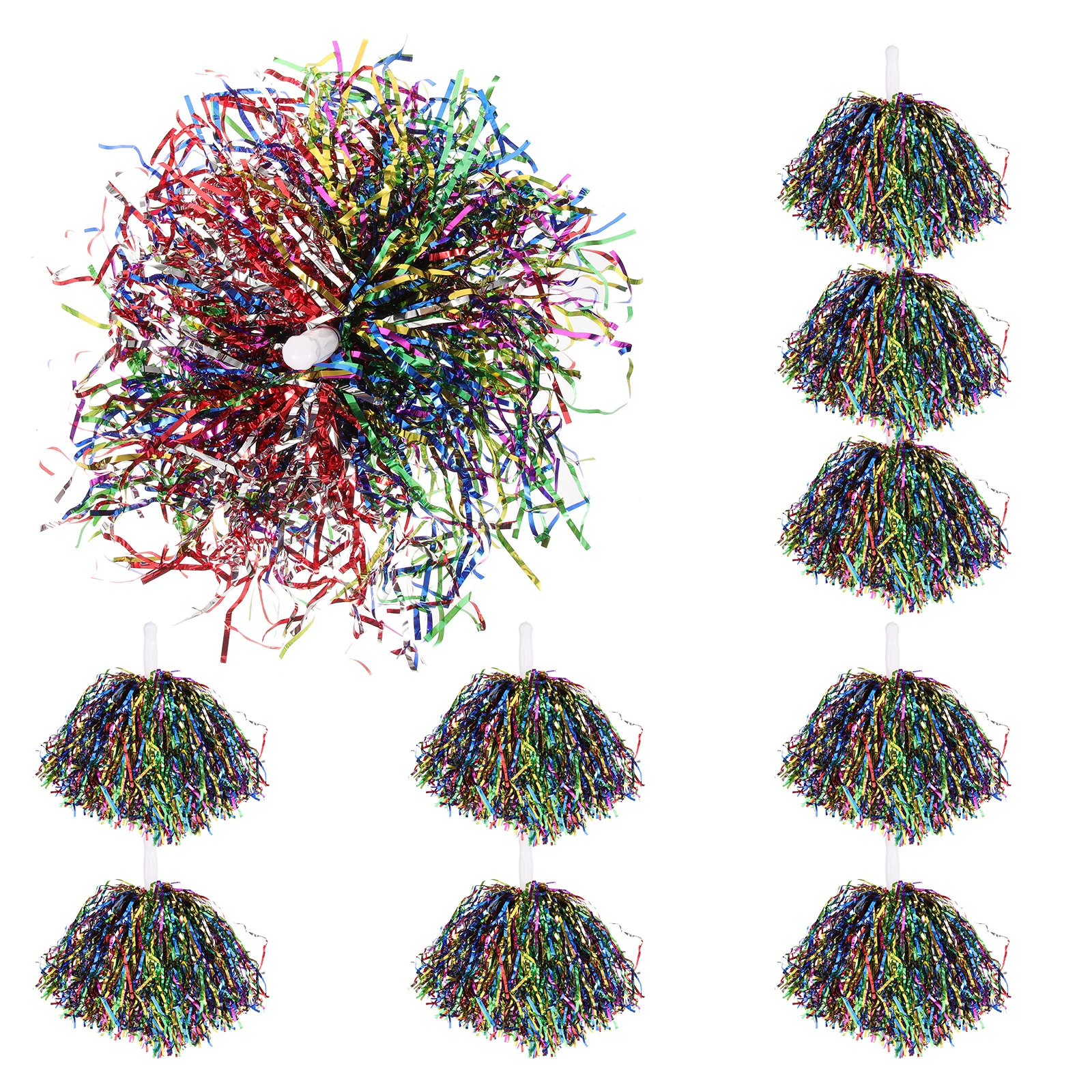 

10Pcs Cheer Pompom Props Durable Compact Aging Resistance Visual Tactile Stimulation Cheerleading Pom Poms Cheerleading