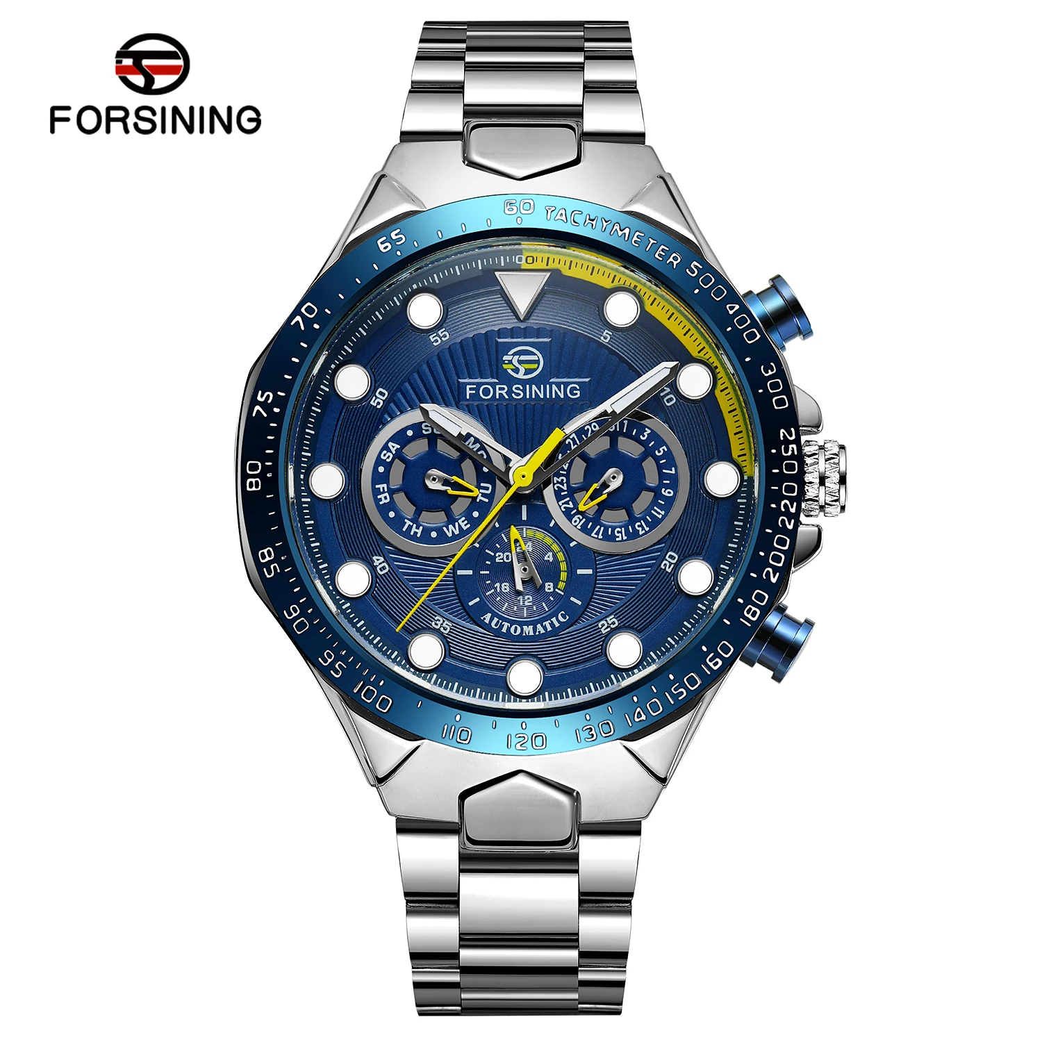 

FORSINING 2025 New Cool Sporty Men's Multi-functional Watches Automatic Mechanical Calendar Week Steel Top Luxury Classic Clock