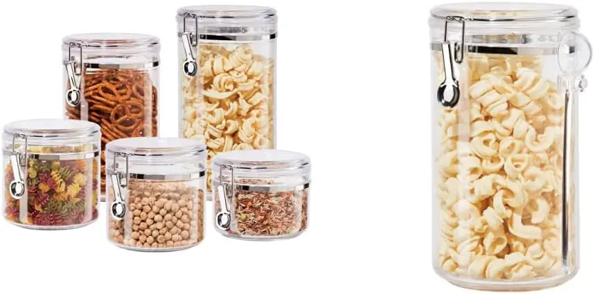 

Clear Canister Set with Clamp Lids (5pc) | Airtight Food Containers