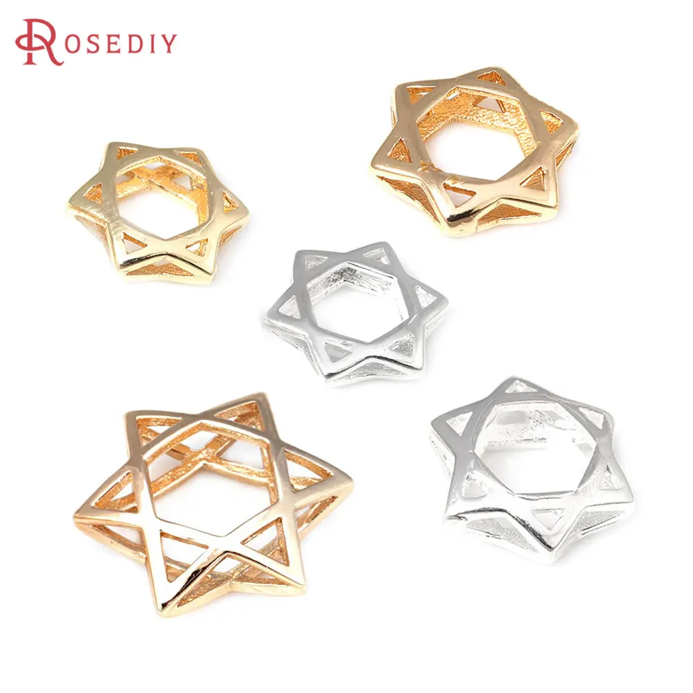 10PCS 18K Gold Color Brass Hollow Star Charms Pendants High Quality Diy Jewelry Making Necklace Earrings Accessories for Women