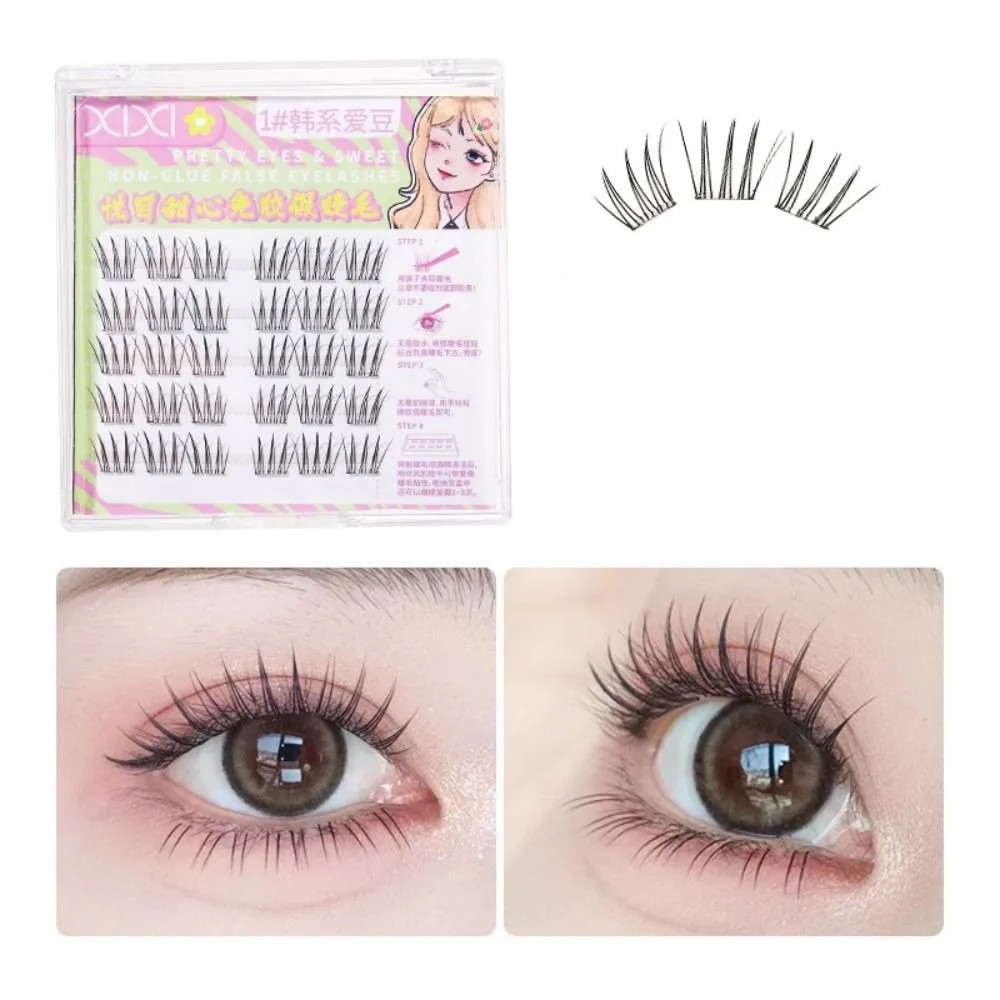 

Sweet Self-adhesive Lash Clusters Makeup Reusable Adhesive False Eyelashes Long Lasting DIY Glue Free Fake Lashes