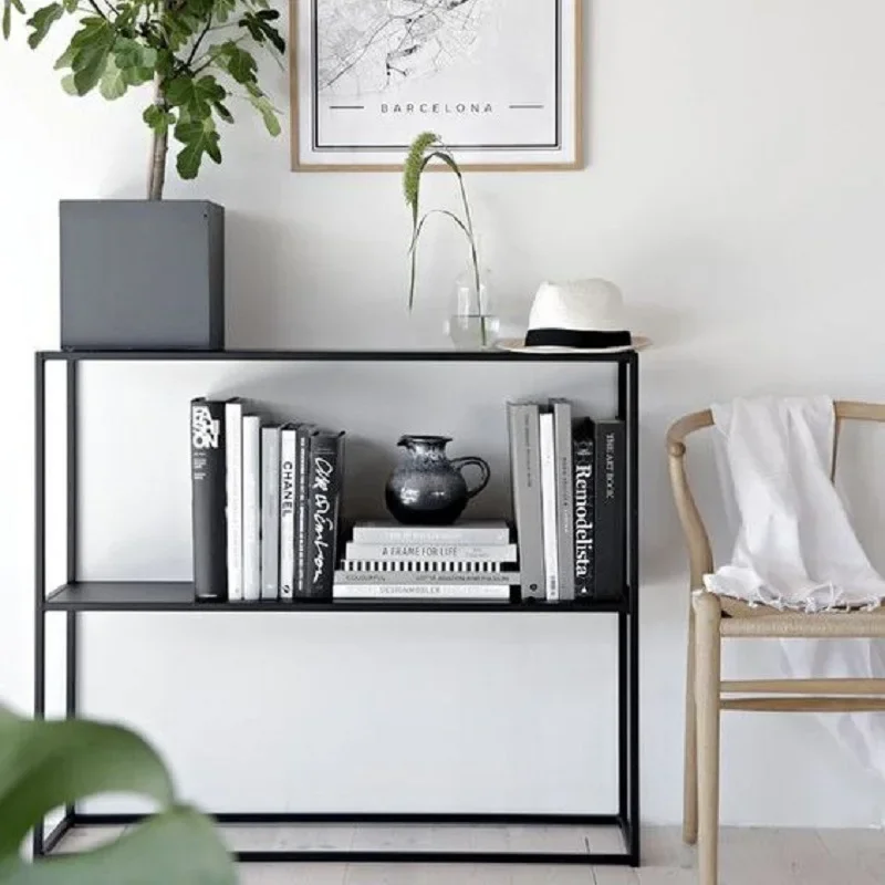 Nordic Shelf Living Room Kitchen Corner Shelf Office Wrought Iron Bookshelf Metal Simple Multi-layer Storage Rack