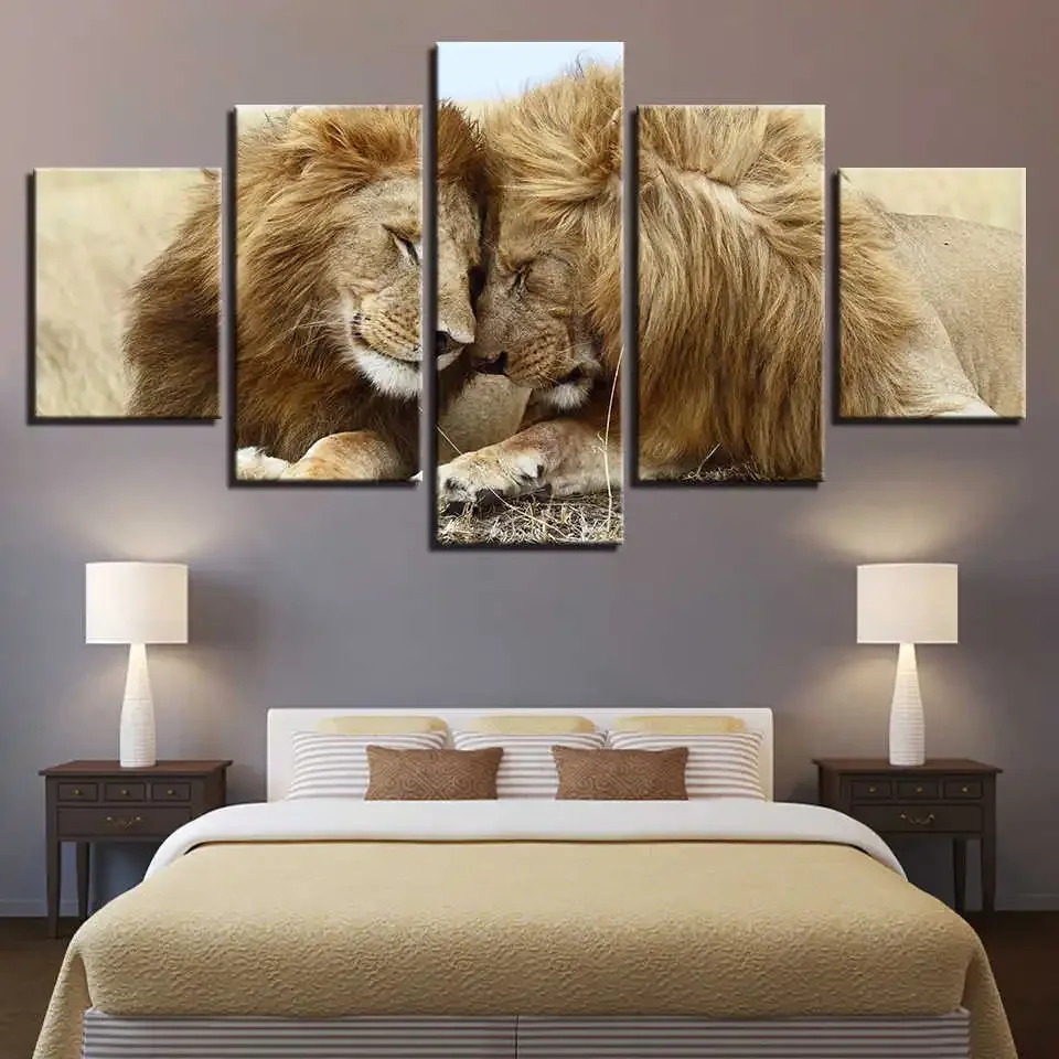 

African overlord 5-pack high-definition 100CM printed painting roaring color lion art living room room decoration mural