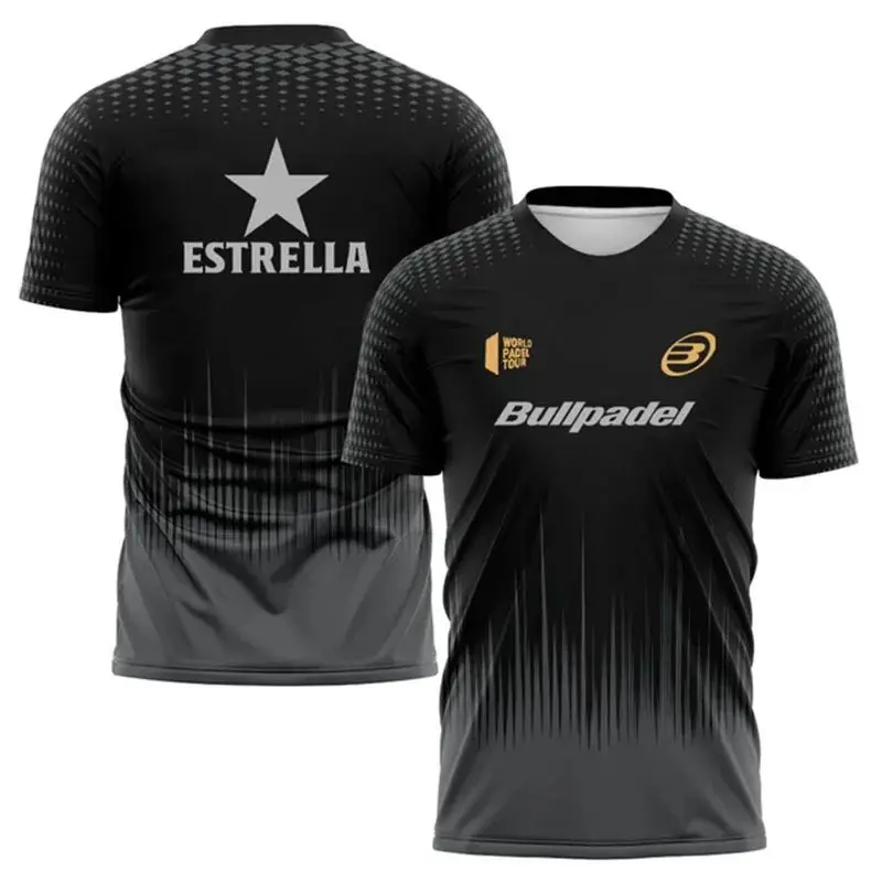 Fashion Gradient Harajuku Men's T-shirt Padel Tennis Sportswear Summer Outdoor Running Fitness Short Sleeved Fashionable Top