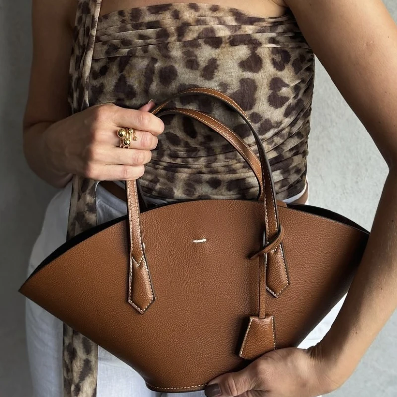 Vintage Shell Type Tote Bags For Women Luxury Designer Handbags And Purses 2024 New In PU Top Handle With Inner Pocket Shoulder