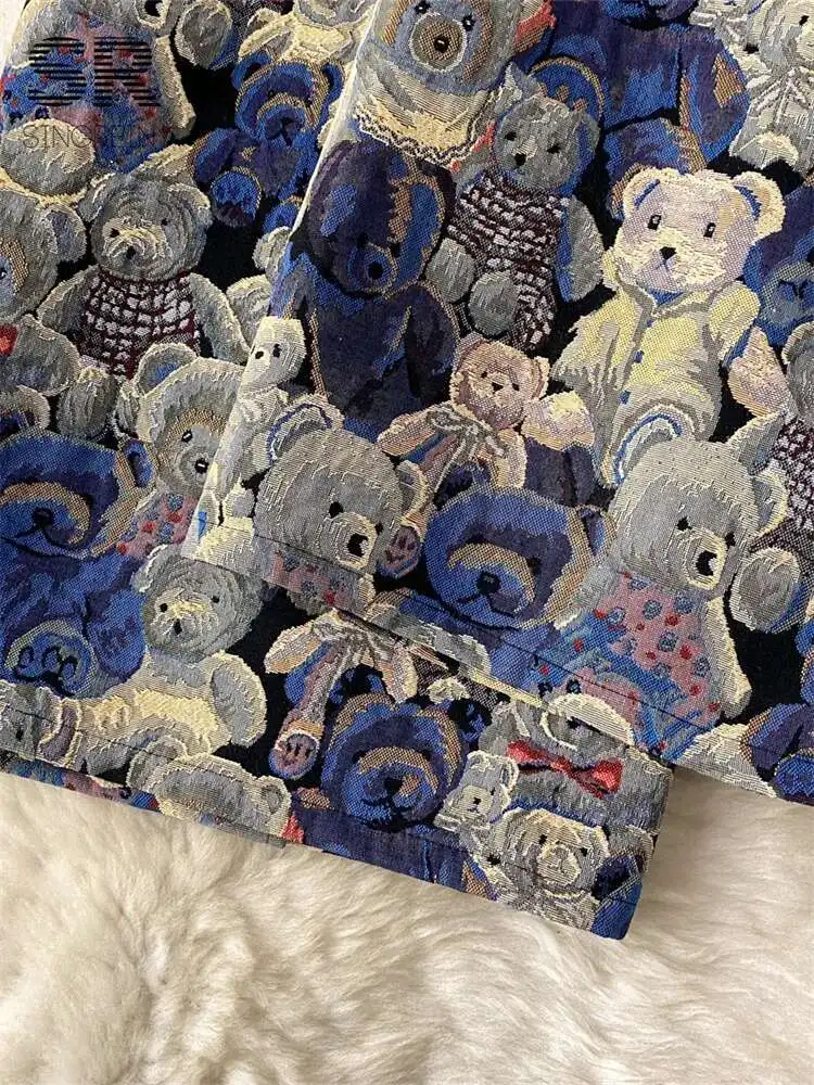 

BabYoung Senior Women Summer Bear Print Zipper Design Slim Ladies Fashion Temperament High Quality Vacation Skirt