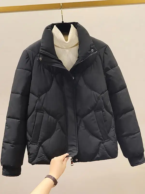 

Женская зимняя утепленная куртка из хлопка с воротником-стойкой, свободного кроя, в корейском стиле, для повседневной носки, модная, на подкладке, верхняя одежда