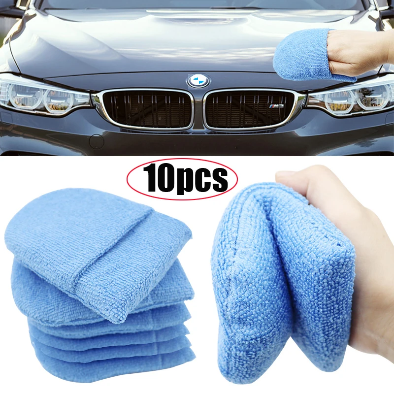 1/10pcs Car Wax Applicator Mitts Microfiber Waxing Polish Pad Sponge Auto Soft Wax Polishing Foam Applicator Car Cleaning Mitts