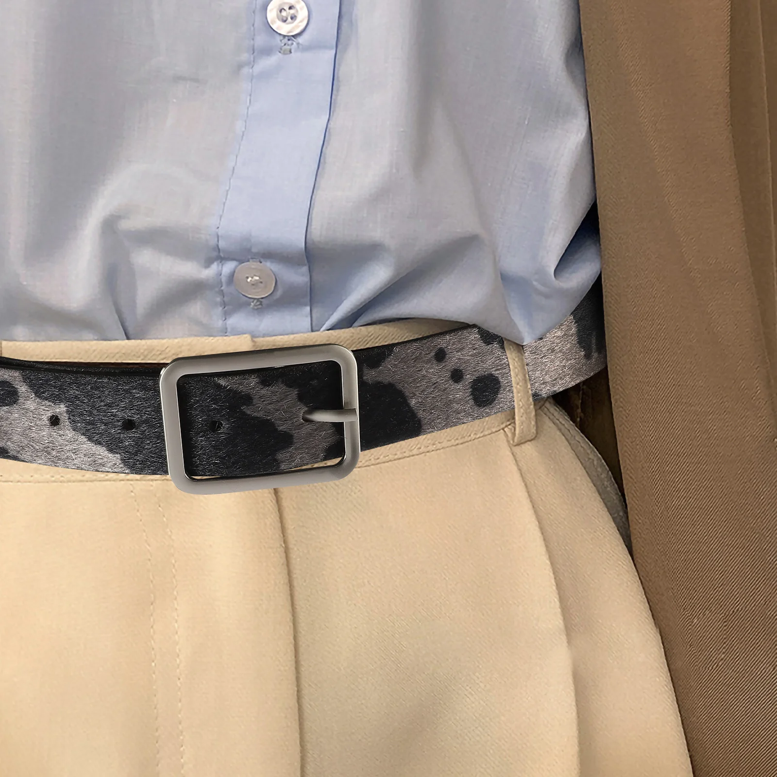 بقرة طباعة حزام المرأة قابل للتعديل الحيوان طباعة الخصر الفرقة للجينز السراويل الغربية الزي الأسود راعية البقر حزام المرأة الغربية #1