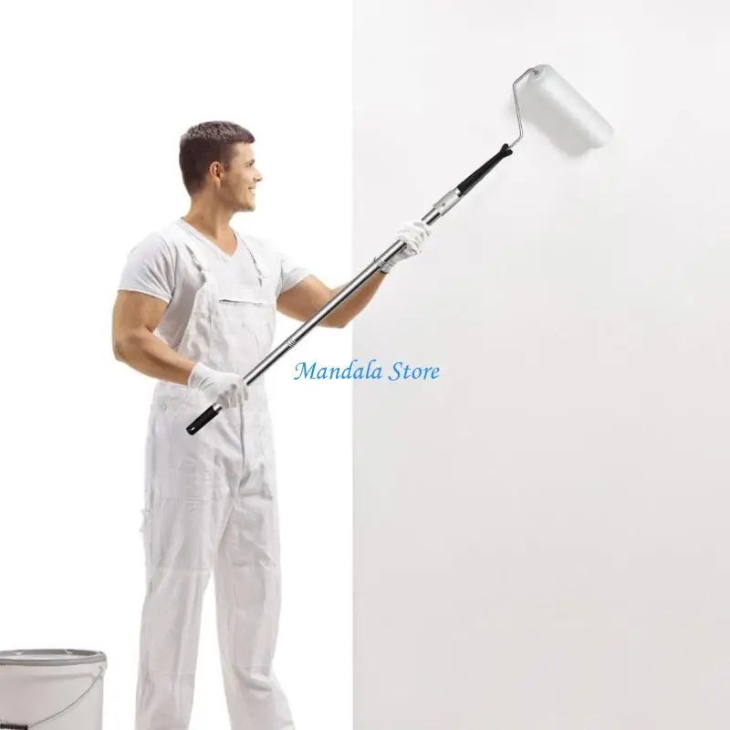 U2JC رولة دهانات تمديد أقطاب مع 3 رؤوس فرشاة الفولاذ المقاوم للصدأ أقطاب تلسكوبية طلاء جدران فرشاة للجدار والسقف