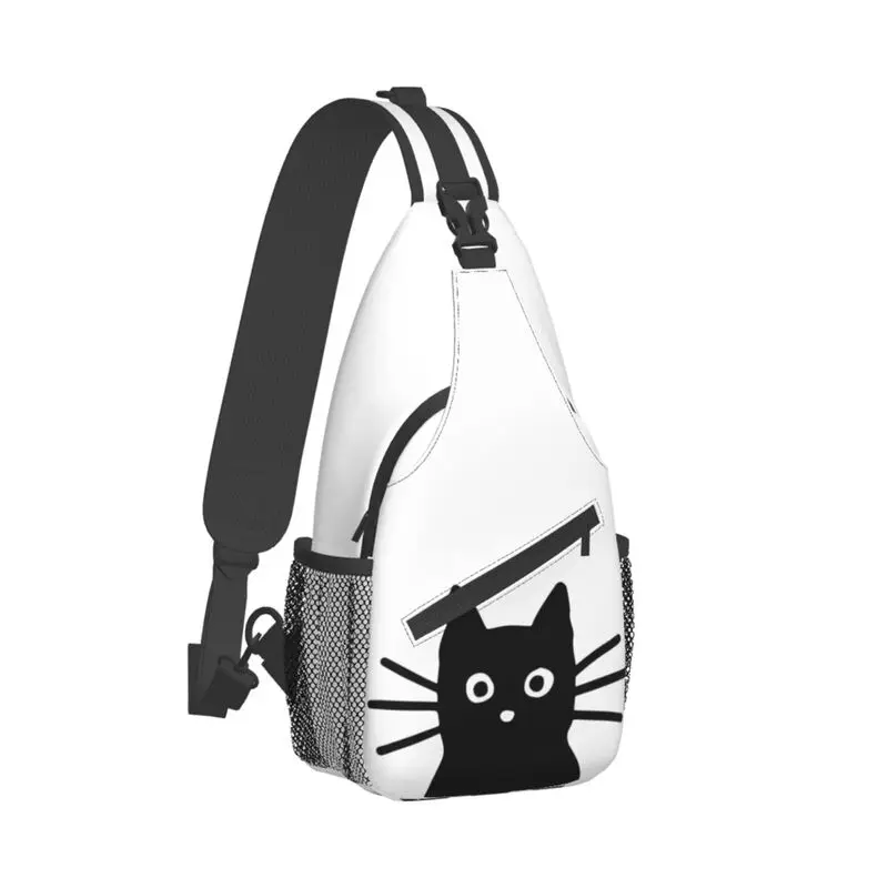 Mochila de viaje personalizada con Gato Negro para hombre, bolso de hombro, bandolera de pecho, mochila de día