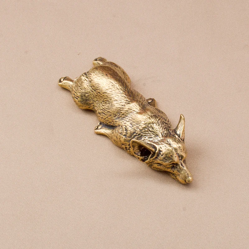 Solid Brass Hyena Figurine Miniature Office Desktop Tea Pet Ornament Vintage Animal Dog Statue Crafts Collection Home Decoration - view 5