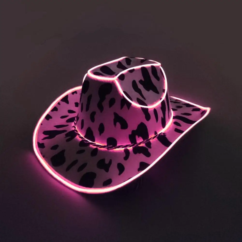 Light Up Cowboy Hat For Women Pink Holographic Space Cowgirl Hat White LED Cowboy Hat Western Cowboy Hat Costume Accessories