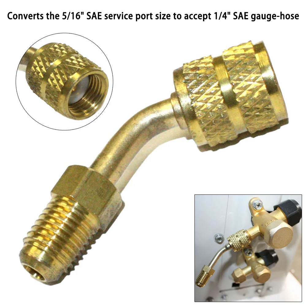 HVAC Adapter for Mini Split AC Vacuum Charging Converts R410a 5/16 SAE with Internal Thread Nut and 1/4 SAE Male Spool Connector