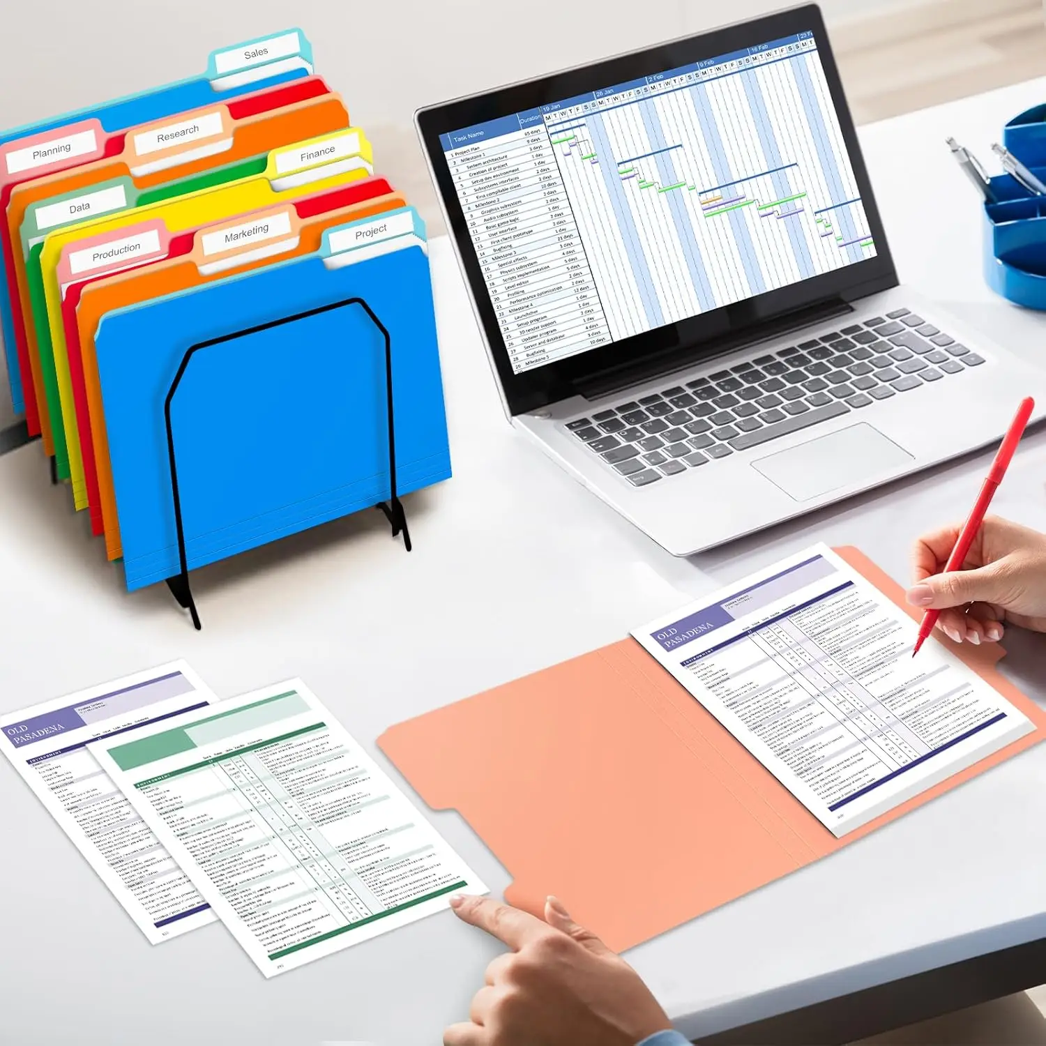15 cartelle di file con linguetta tagliata da 8,5 x 11 pollici, 1/3 dimensioni lettera, cartelle di file Manila, cartelle per ufficio aziendale scolastiche per documenti