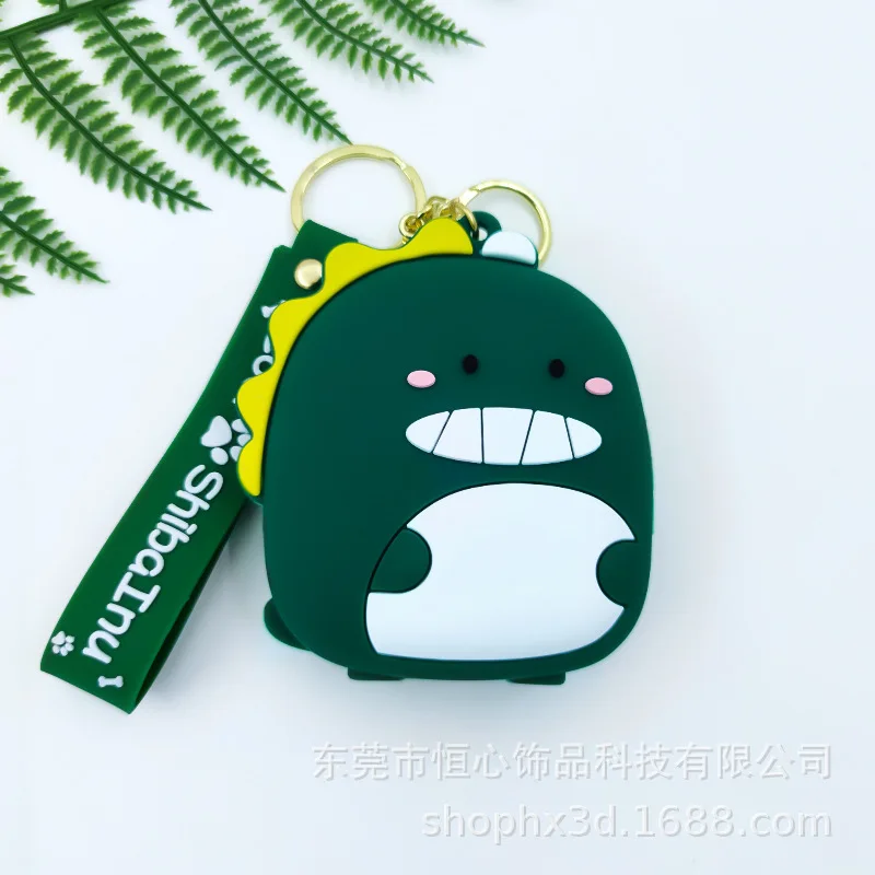 Mini Silicone Dinosaur Coin Purse para mulheres Saco de armazenamento macio Carteira bonito Saco de chaveiro dos desenhos animados Pingente Saco pequeno de fone de ouvido