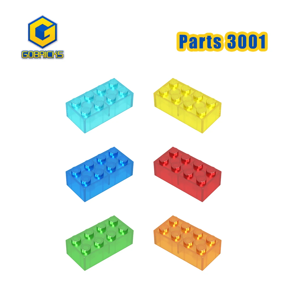 

Gobricks 42pcs 3001 Transparent Mixed Color Brick 2 x 4 Parts Building Blocks Compatible MOC Plastic Creative Model Particles