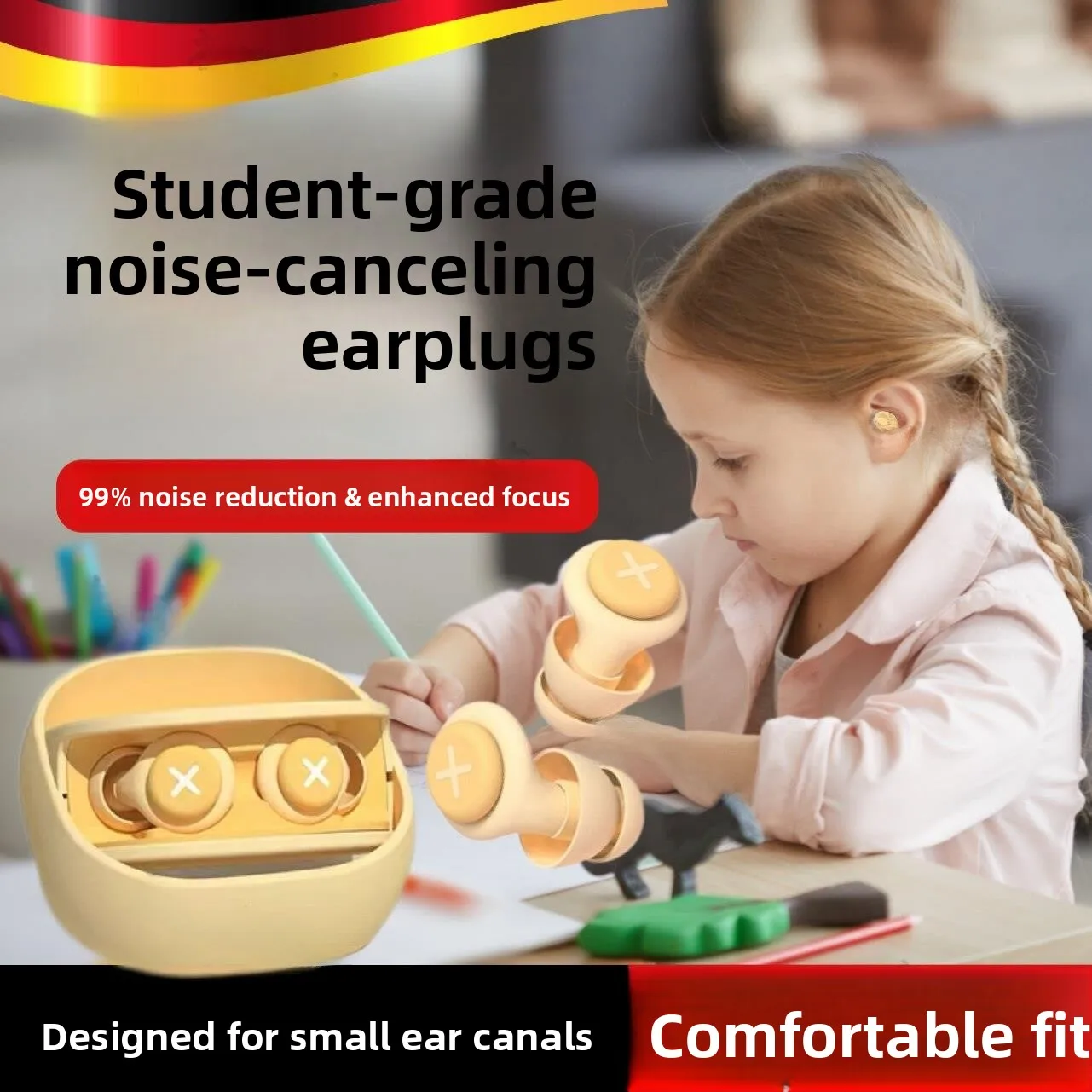 

Children's Noise Reduction Earplugs for Learning And Nap Super Soundproofing Pain Free Long Wear Silicone Earbuds