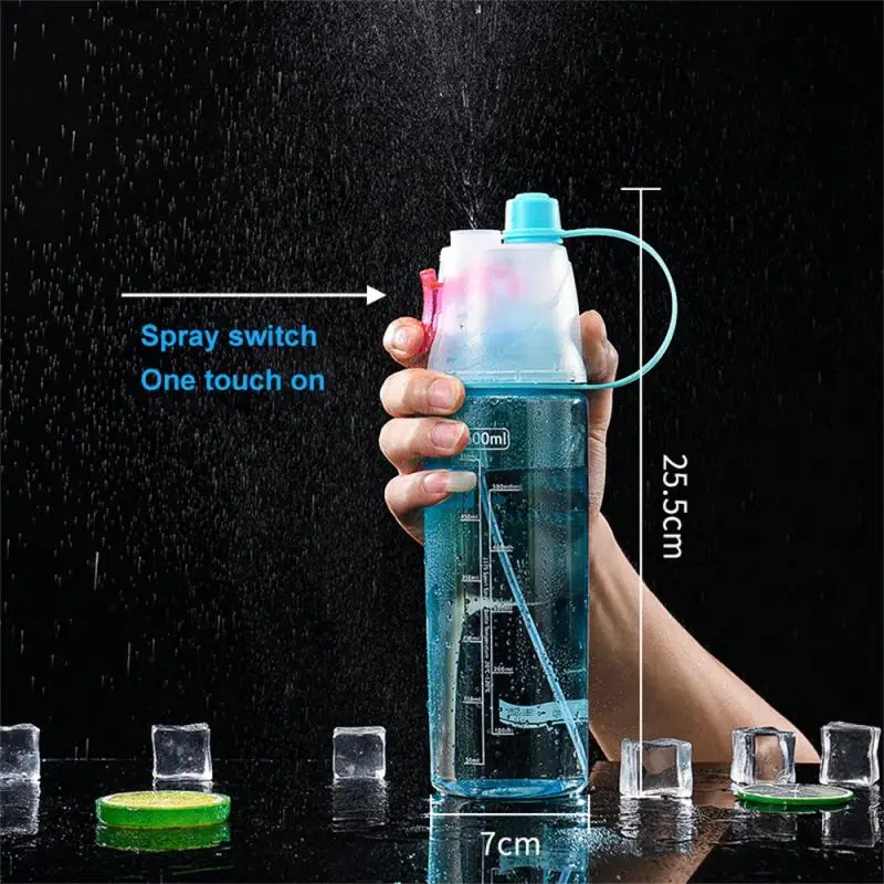 Newest Style Tea Bottle Large 600ML Design For Sport Safety PC Plastic Water Cup School Gift Use Cooling Spray Outdoor