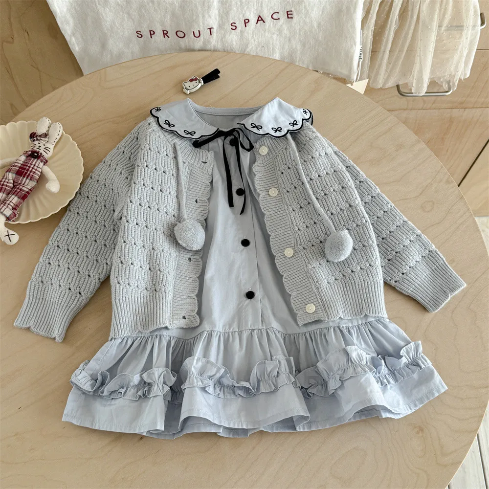 

Spring and Autumn Girls' Dress Set Fashionable Children's Princess Dress+Open Top 2-piece Set
