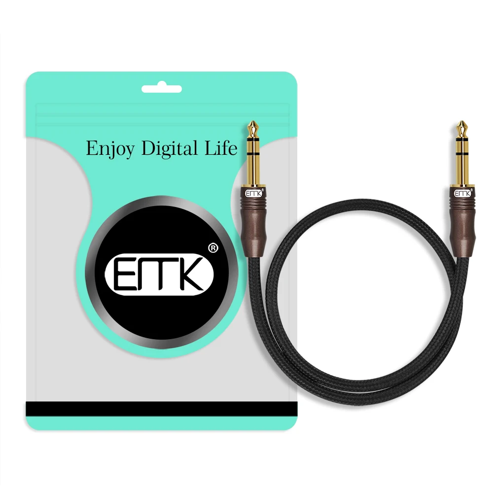 ベース,キーボード,アンプ,ミキサー用のオーディオケーブルEMK-TRS,6.35mm,オスからオスへのギター用,1/4リード