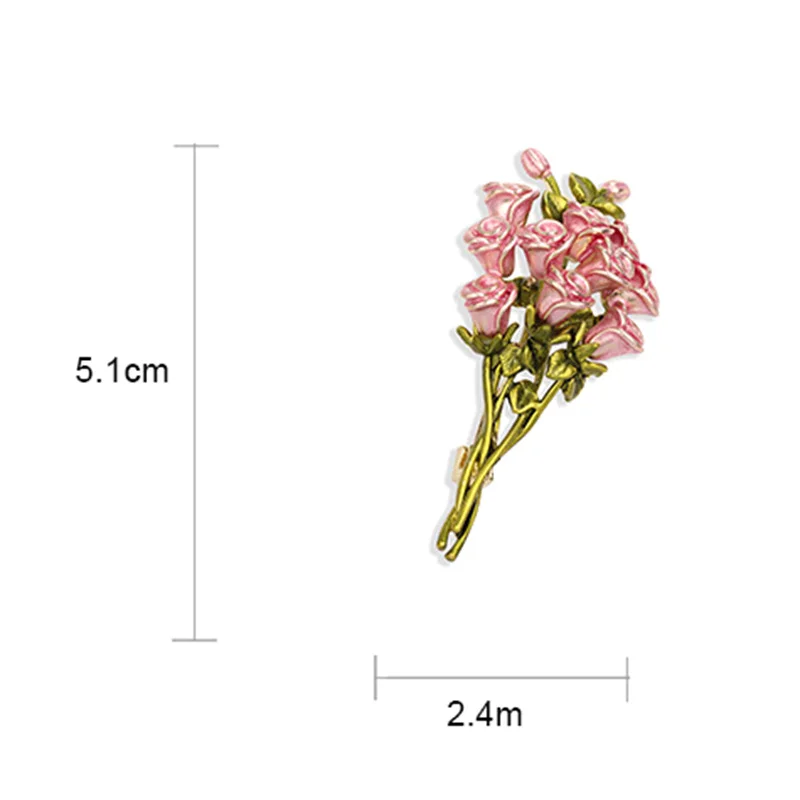 Pink Rose-flower Brooches For Women Unisex Beautiful Bouquet Plants Party Office Brooch Pins Gifts