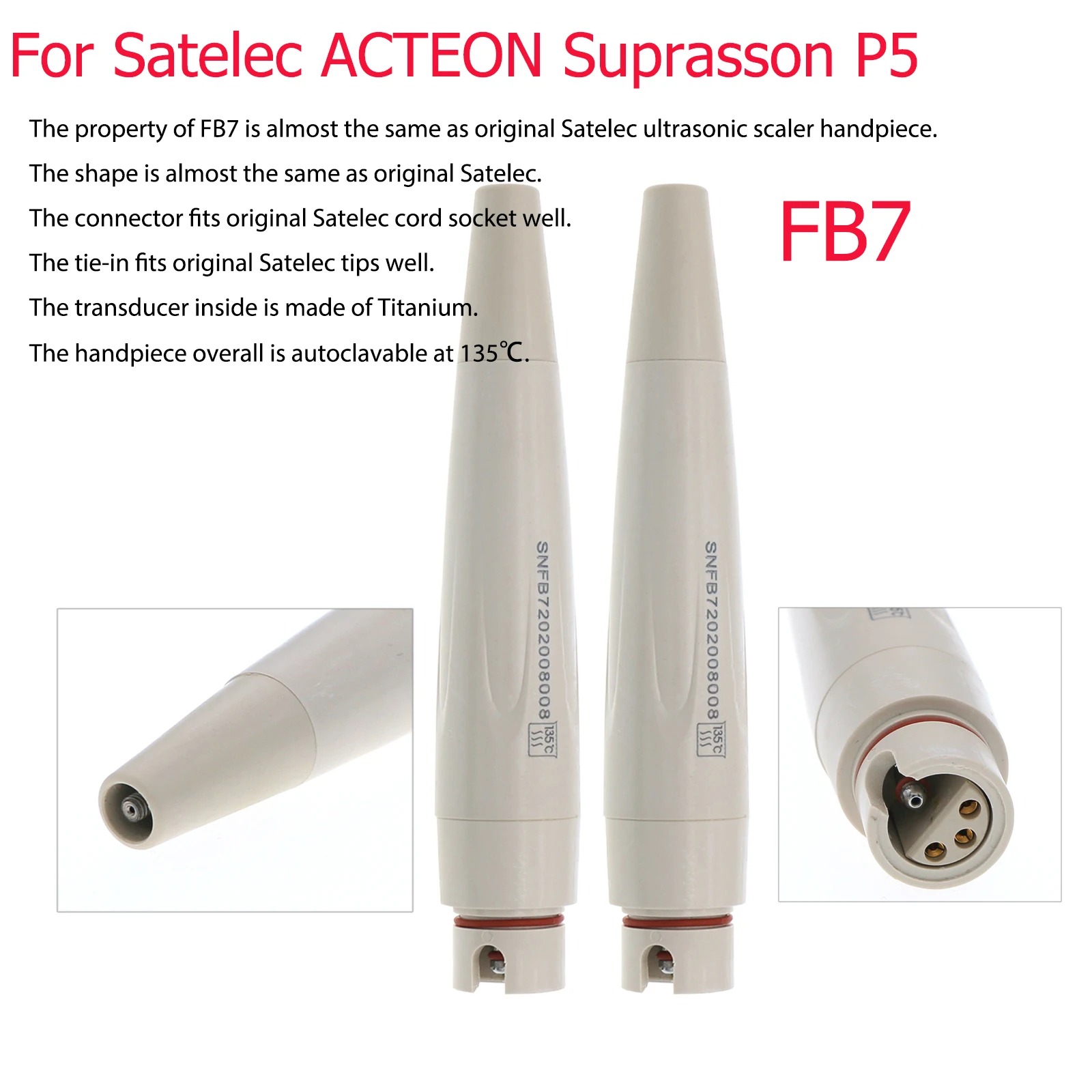 

1/2PCS FB7 Ultrasonic Scaler Handpiece P5 Suprasson Newtron Piezo fit Acteon Satelec H3 Autoclavable