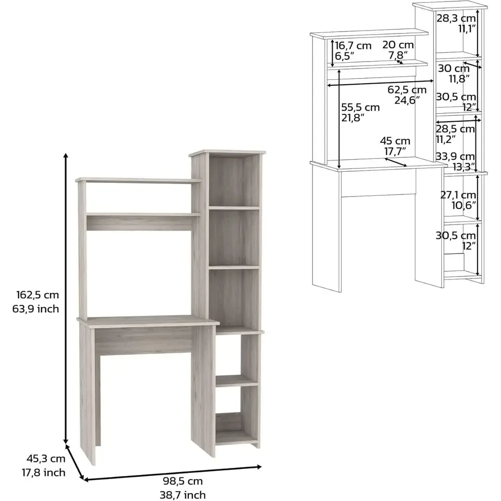 Special Offer2 Piece Oice Set, Bookcase + Desk, Light Gray,Computer Desk With Ders And Cabinet