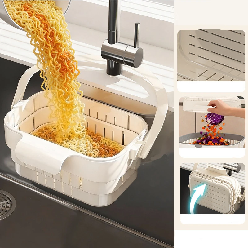 Hanging Kitchen Sink Drain Basket - Automatic Food Waste Drain Basket With Removable Bottom For Filtering Kitchen Waste, Easy To