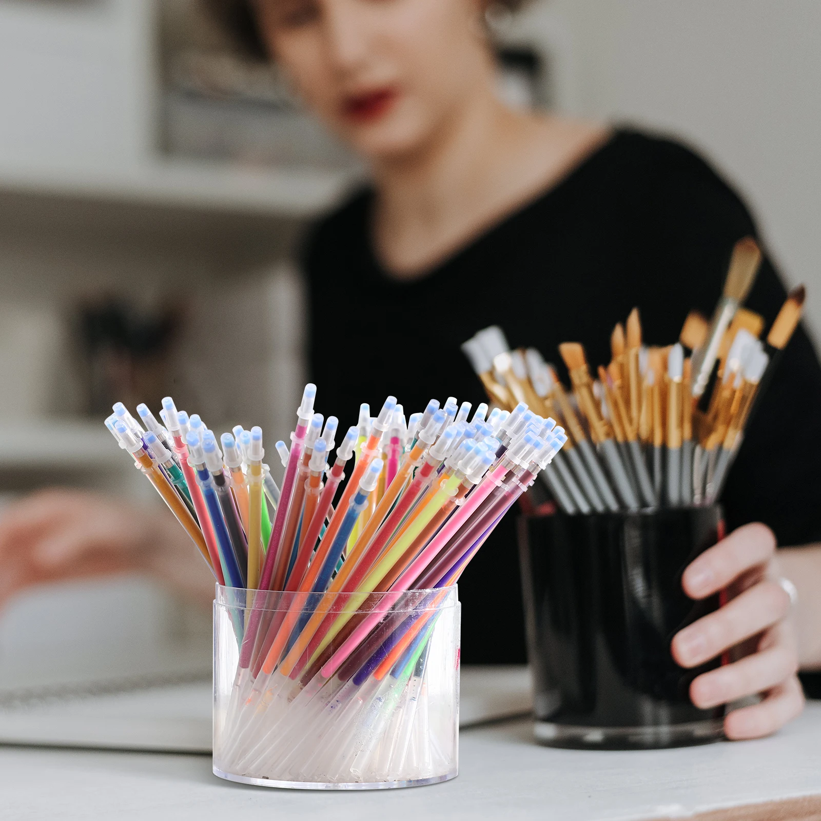 100Pcs Gel Pen Refills Bright Colored Ink Even Flow Write Smoothly on Paper Perfect Student Stationery for Crafting Journaling