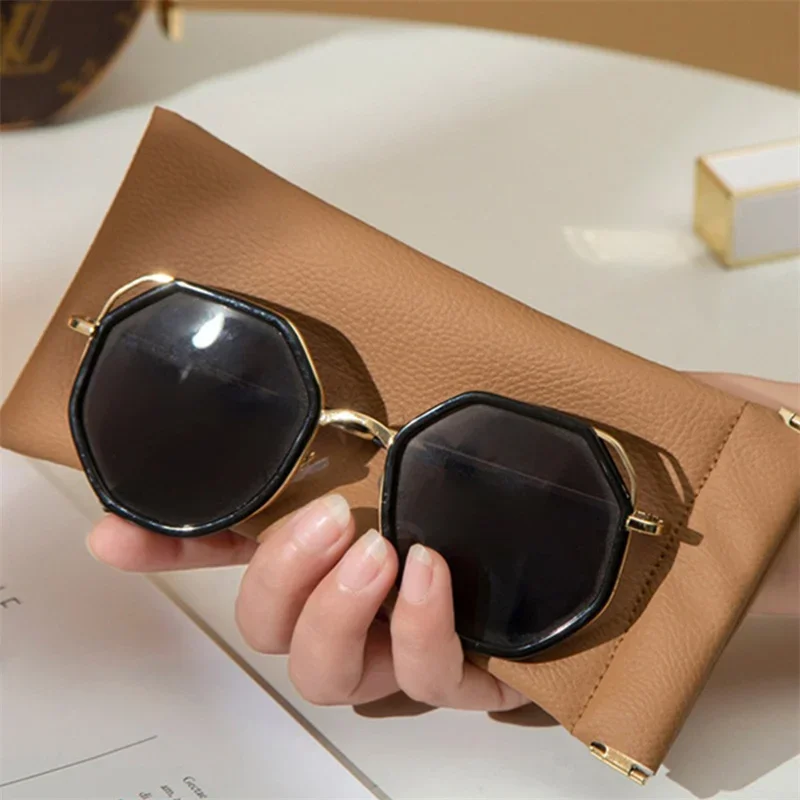 Fashion Soft Leather Reading Glasses Bag Case Waterproof Solid Sun Glasses Pouch Simple Eyewear Storage Bags Eyewear Accessories