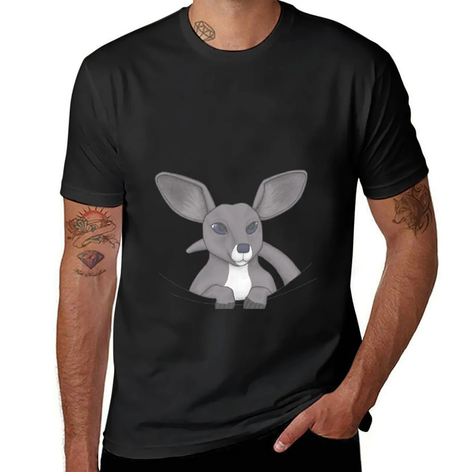 Grey Kangaroo Joey T-Shirt summer clothes plain sports fans t shirt men