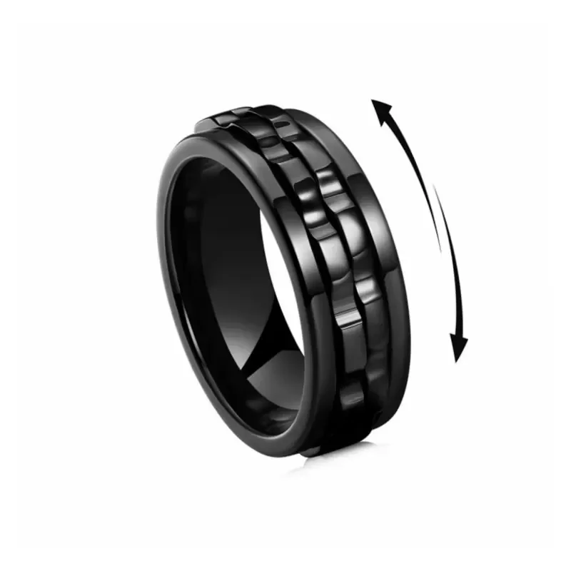 Fashion Stress-relief Polished Titanium Steel Ring Anxiety-reducing Gear-rotating