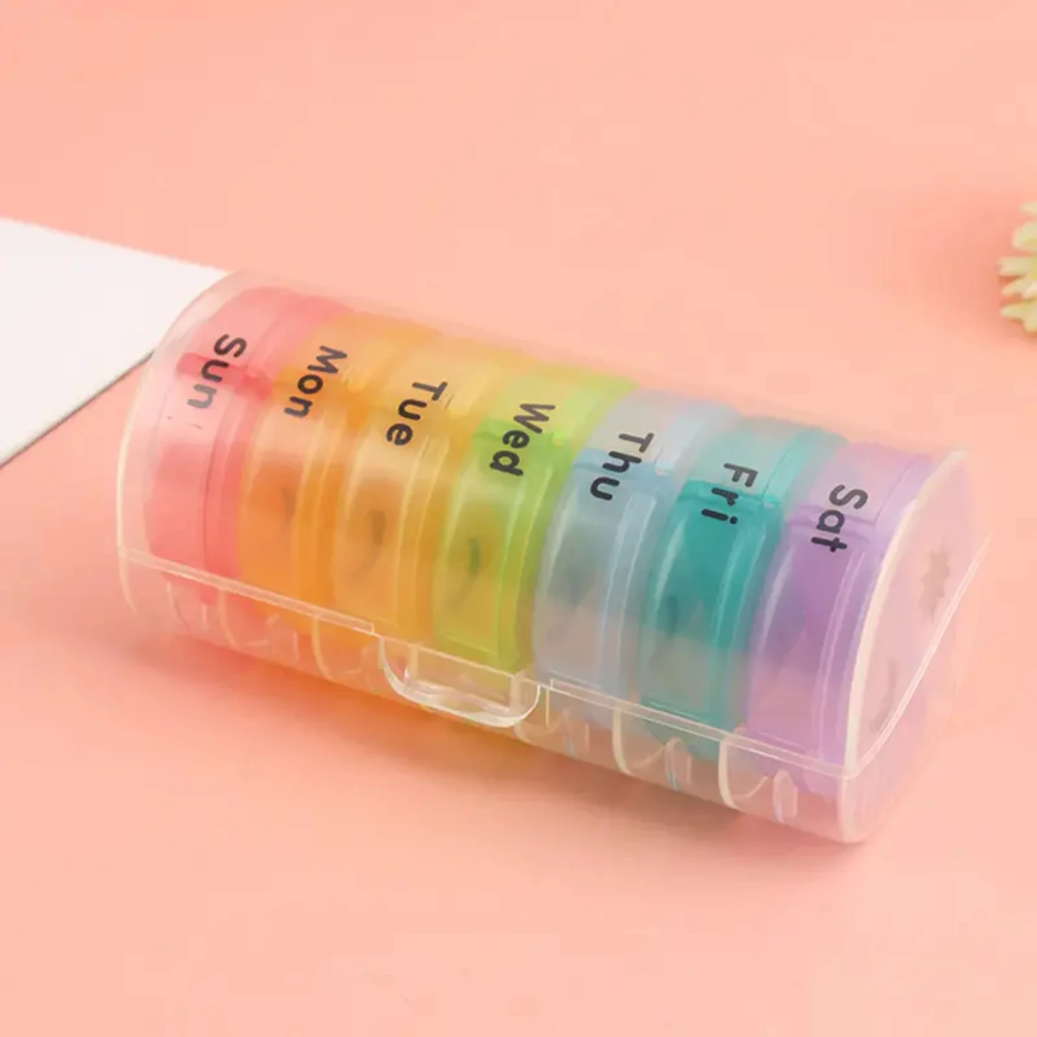 Convenient and Compact Mini Round Portable Plastic Travel Pill Box Set with Moisture-Proof Design - Includes 7pcs for Easy Pill