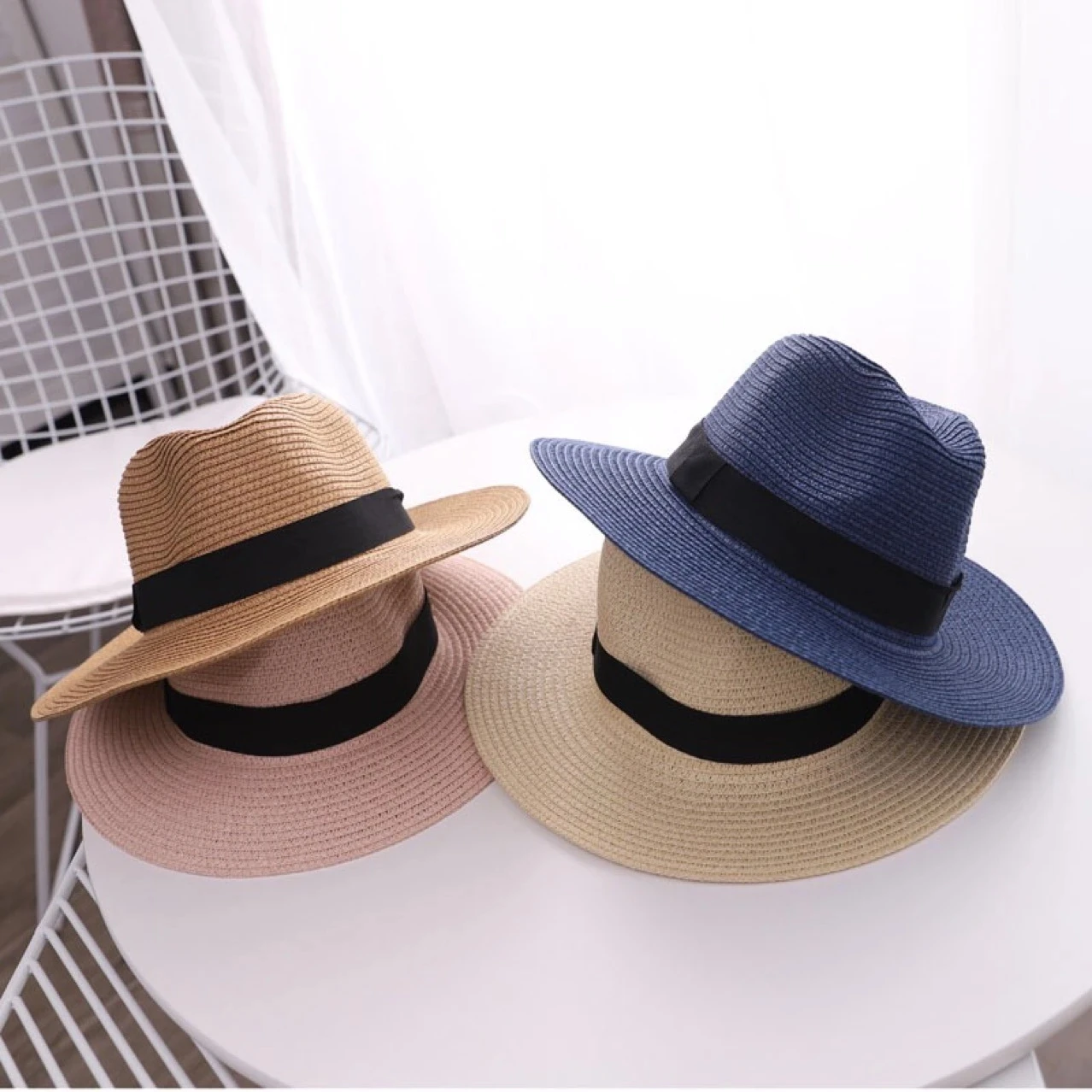 Embroidered Name Women\'s Beach Summer Sun Hat Wide Brim Summer Hat Custom Any Name Ladies Straw Fedora Hat Party Gift Straw Hat