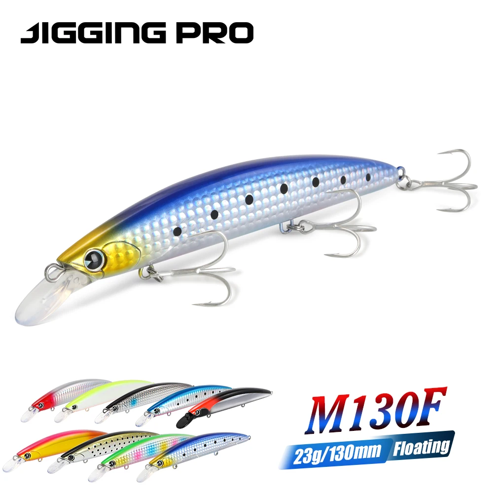 

JIGGING PRO 130mm 23g Long Casting Floating Minnow Lure Inshore Flounder Seabass Fishing Lure Artificial Hard Bait