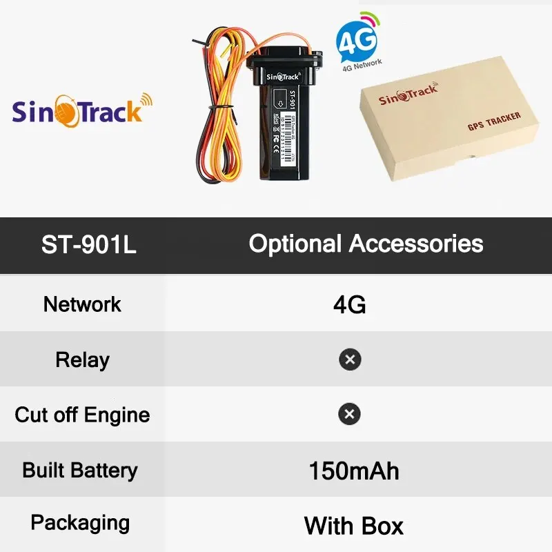SinoTrack Beste GPS Tracker ST-901 Voertuig Tracking Device Waterdichte Motor Auto GPS GSM SMS Locator met Real Time Tracking