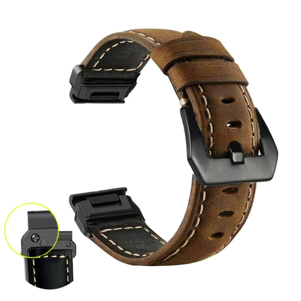 QuickFit 26mm 22mm Watch Strap For Garmin Fenix 7X 7 Pro Sapphire Solar Leather Watchband 6X 6 Pro 5X 5 Plus Enduro 2 Bracelet