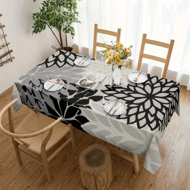 Single-sided printing, soft, fashionable and beautiful. Excellent black and gray floral tablecloth.